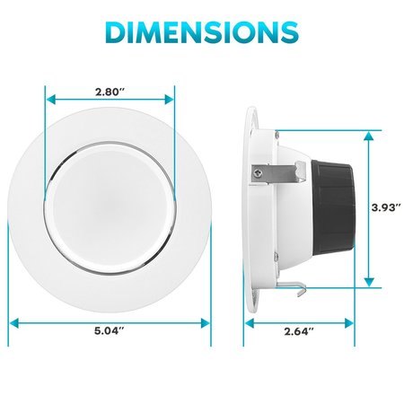 Luxrite 4 Inch Gimbal LED Recessed Can Light 5 CCT Selectable 2700K-5000K 8W=60W 700LM Dimmable LR23233-1PK